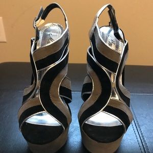 NWT Black and silver heels